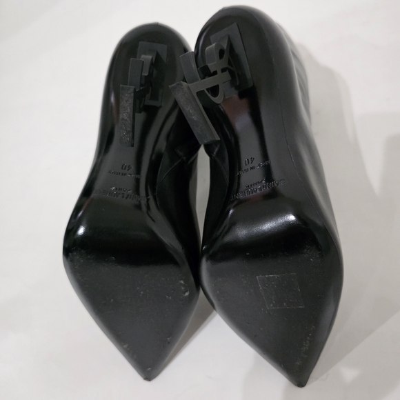 Saint Laurent Opyum Black Calfskin Ankle Boots Gold Heel Women’s Size 40 - Picture 7 of 14